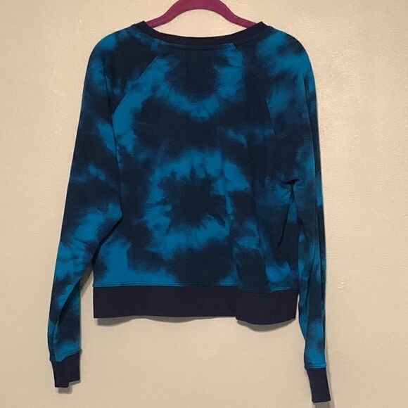 Champion Sweatshirt Woman's Large Blue Tie Dye Cropped Round Neck Pullover - Picture 4 of 6